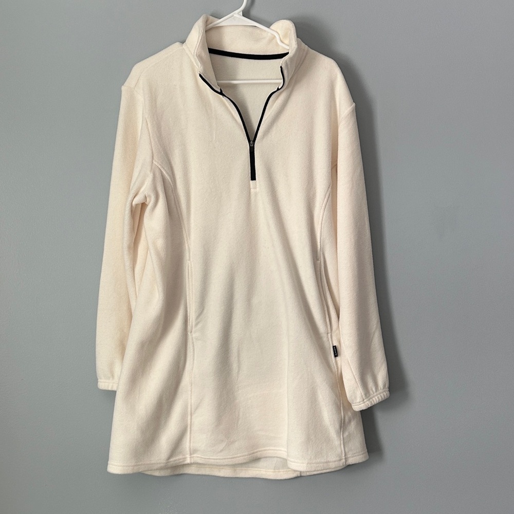 Women's Cream Quarter-Zip Lounge Sweater, XL